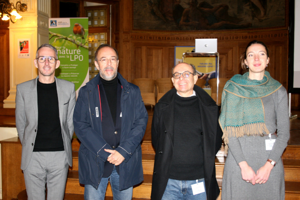 De gauche à droite : Cédric Marteau, Philippe Grandcolas, Denis Couvet et Agnès Hallosserie © Nicolas Macaire